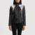 Womens Alia Metallic Black Leather Biker Jacket - JH0079