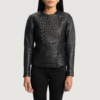 Womens Celeste Studded Black Leather Jacket - JH0065