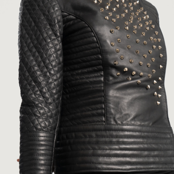 Womens Celeste Studded Black Leather Jacket - JH0065