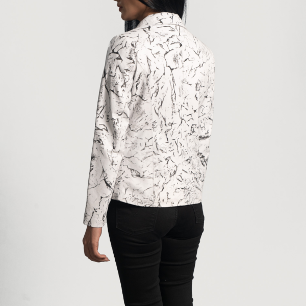 Womens Sheepskin Leather Donna Blake White Leather Blazer - JH0071
