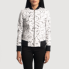 Womens Donna Blake White Leather Bomber Jacket - JH0072