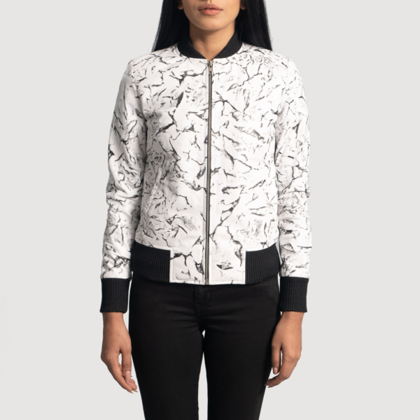 Womens Donna Blake White Leather Bomber Jacket - JH0072