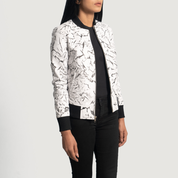 Womens Donna Blake White Leather Bomber Jacket - JH0072