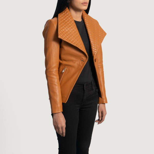 Womens Real Sheepskin Leather Lee Tan Brown Leather Blazer - JH0083