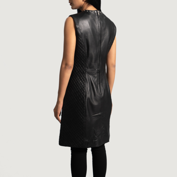 Womens Real Sheepskin Leather Luxe Black Leather Dress - JH0089