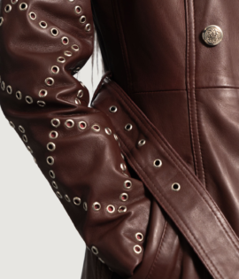 Womens Sheepskin Leather Nexi Quilted Maroon Leather Jacket - JH0074