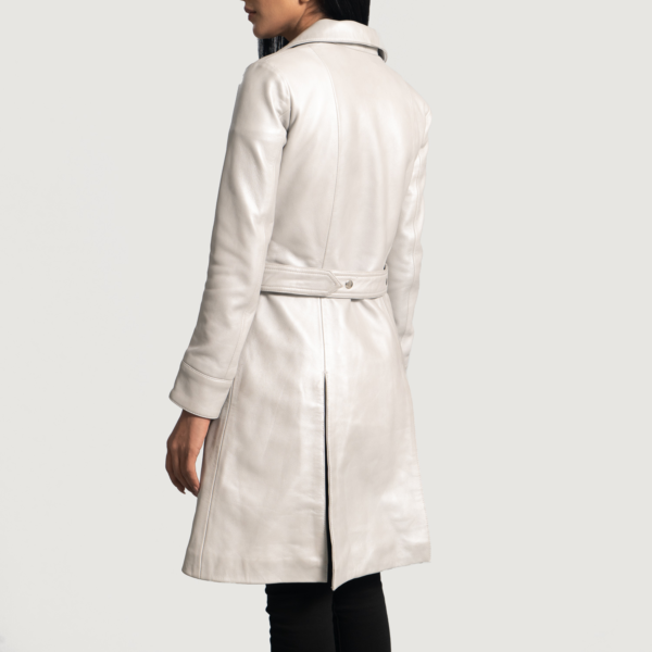 Womens Sheepskin Leather Moonlight Silver Leather Trench Coat - JH0088