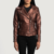 Womens Sheepskin Leather Rumy Maroon Leather Biker Jacket - JH0077