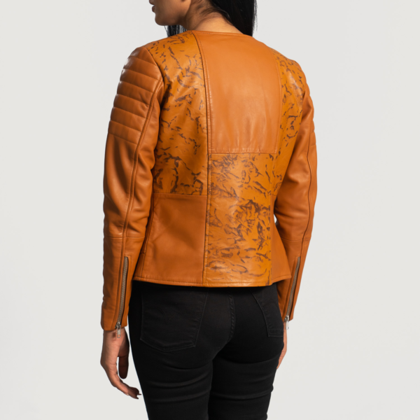 Womens Sheepskin Leather Sandy Tan Dye Leather Biker Jacket - JH0085