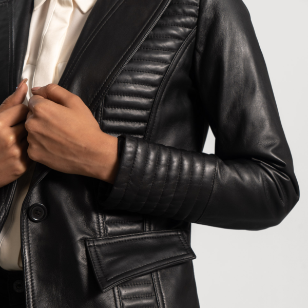 Womens Real Sheepskin Leather Selina Black Leather Blazer - JH0063