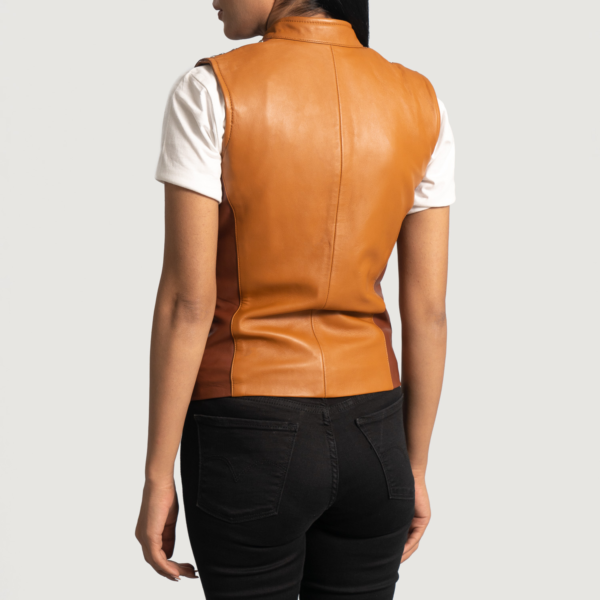 Womens Real Sheepskin Leather Westina Tan Dye Leather Vest - JH0087