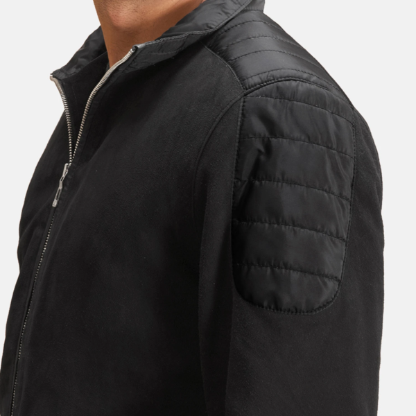 Mens Real Goatskin Leather Ethan Hybrid Suede Bomber Jacket - JH0061