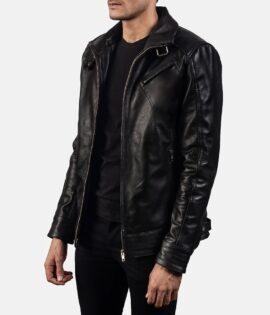 Mens Legacy Black Leather Biker Jacket