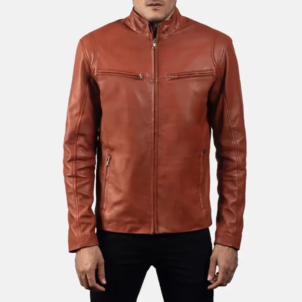 Mens Real Sheepskin Leather Ionic Green Leather Biker Jacket - JH0118