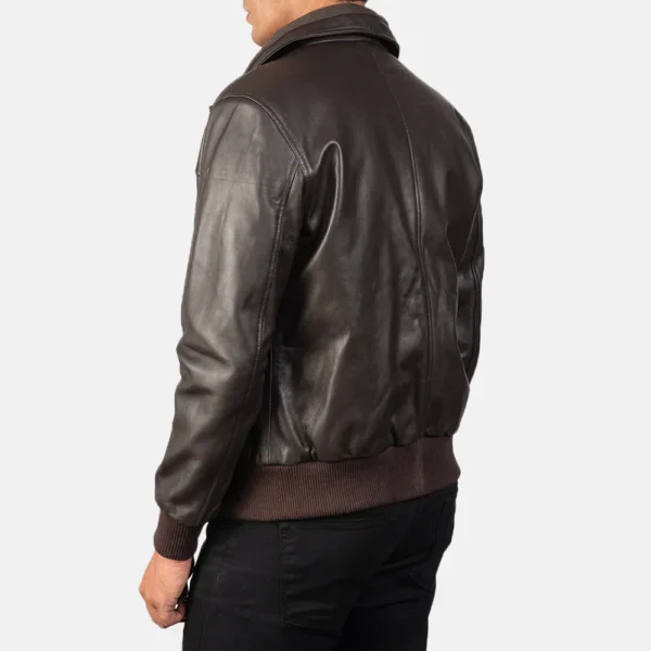 Mens Real Sheepskin Leather Air Rolf Brown Leather Bomber Jacket - JH0125