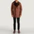 Mens Real Sheepskin Leather Cinnamon Brown Leather Fur Coat - JH0121