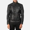 Darren Black Leather Biker Jacket - JH0124