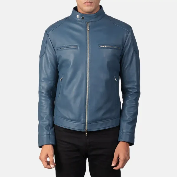 Mens Real Sheepskin Leather Gatsby Green Leather Biker Jacket - JH0119