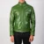 Mens Real Sheepskin Leather Gatsby Green Leather Biker Jacket - JH0119