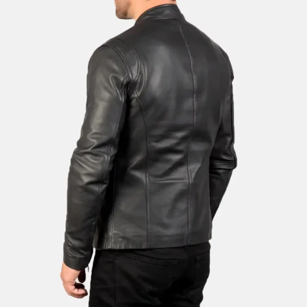 Mens Real Sheepskin Leather Ionic Green Leather Biker Jacket - JH0118