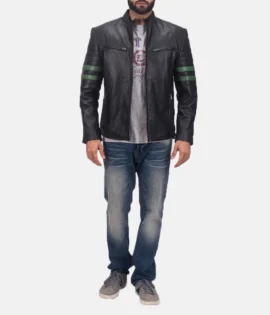 Mens Real Cowhide Leather Night Trooper Leather Jacket