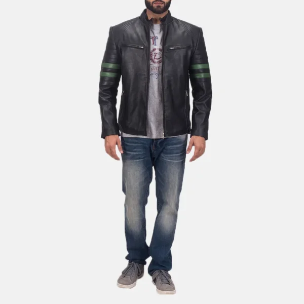 Mens Real Cowhide Leather Night Trooper Leather Jacket