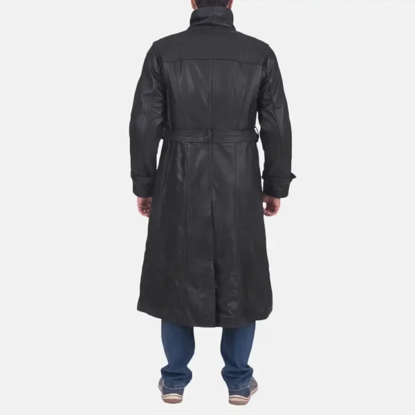 Mens Real Cowhide Leather Daniel Black Leather Trench Coat - JH0117