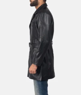 Mens Real Cowhide Leather Jordan Black Leather Coat - JH0129