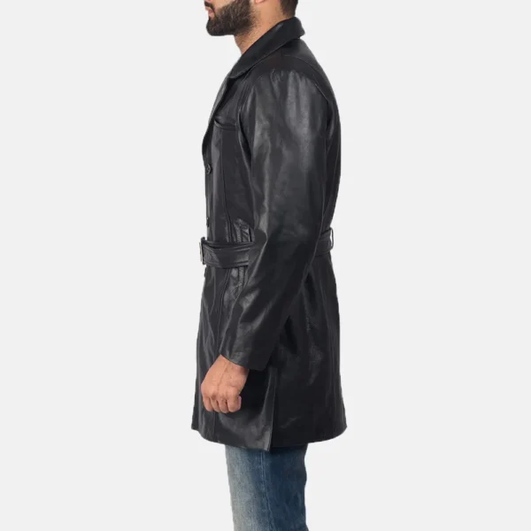 Mens Real Cowhide Leather Jordan Black Leather Coat - JH0129