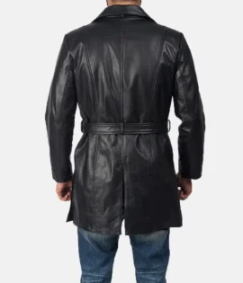 Mens Real Cowhide Leather Jordan Black Leather Coat - JH0129