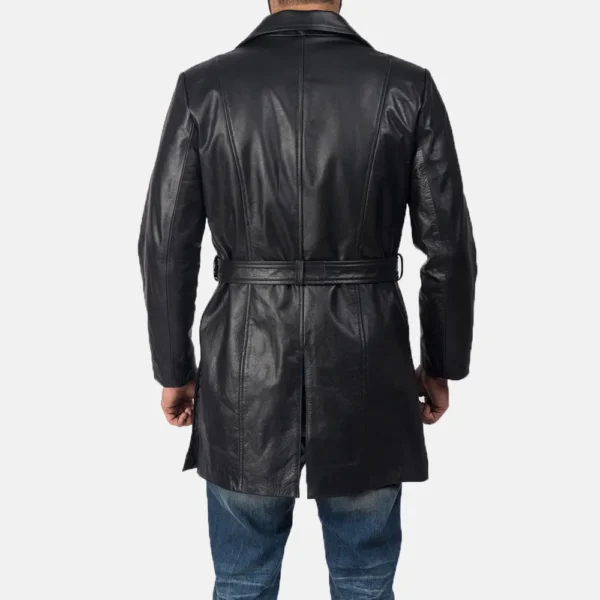 Mens Real Cowhide Leather Jordan Black Leather Coat - JH0129