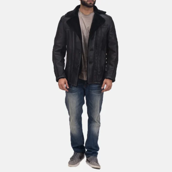 Mens Real Leather Furcliff Double Face Shearling Leather Coat - JH0123