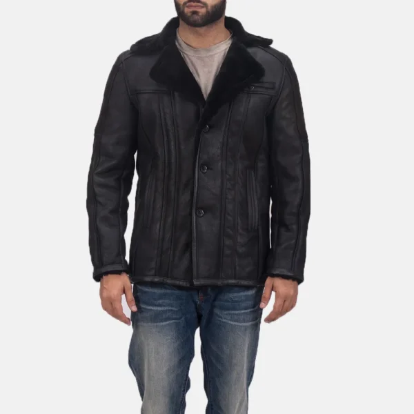 Mens Real Leather Furcliff Double Face Shearling Leather Coat - JH0123