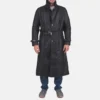 Mens Real Cowhide Leather Daniel Black Leather Trench Coat - JH0117
