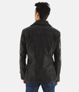 Mens Real Leather Leo Black Leather Coat - JH0133