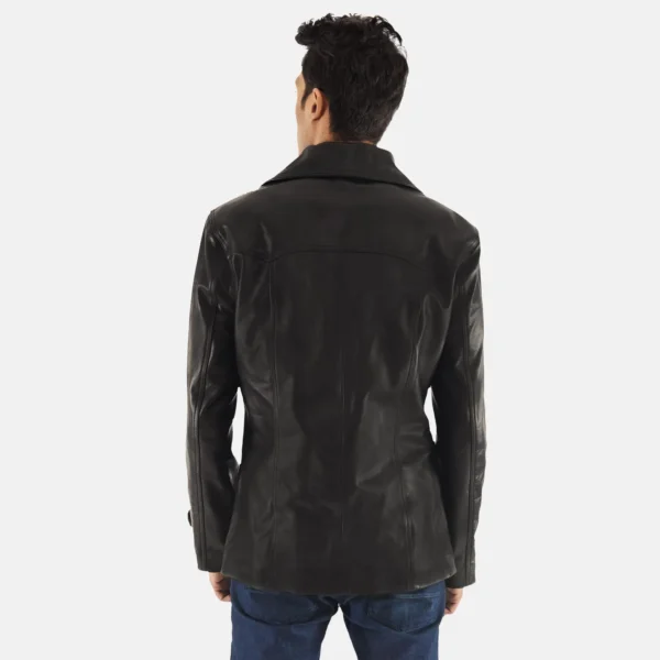 Mens Real Leather Leo Black Leather Coat - JH0133