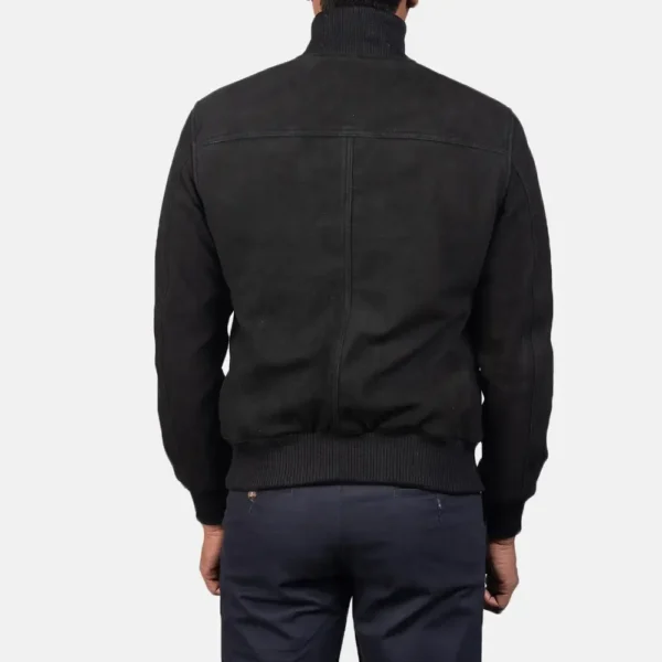 Mens Real Goatskin Leather Eaton Black Suede Bomber Jacket - JH0141
