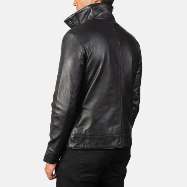 Mens Columbus Black Leather Bomber Jacket - JH0139