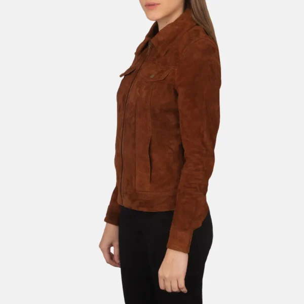 Women's Suzy Brown Suede Trucker Jacket - JH0137