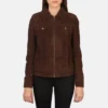 Women's Suzy Mocha Suede Trucker Jacket - JH0138