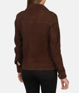Women's Suzy Mocha Suede Trucker Jacket - JH0138