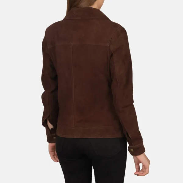 Women's Suzy Mocha Suede Trucker Jacket - JH0138