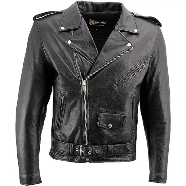 Xelement B7100 Men's 'Classic' Black TOP GRADE Leather Motorcycle Biker Jacket