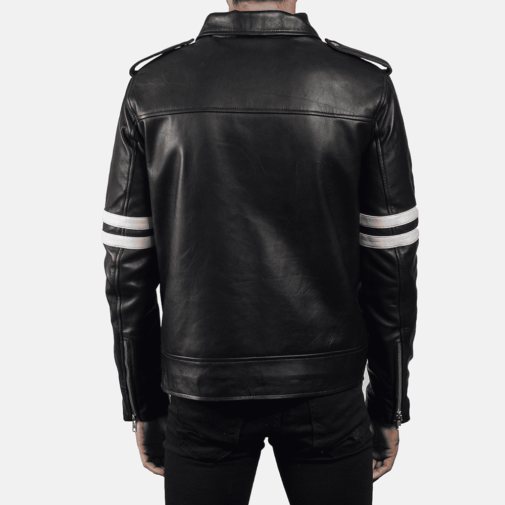 Mens Real Leather Sheepskin Dragonhide Black Leather Jacket - JH0007