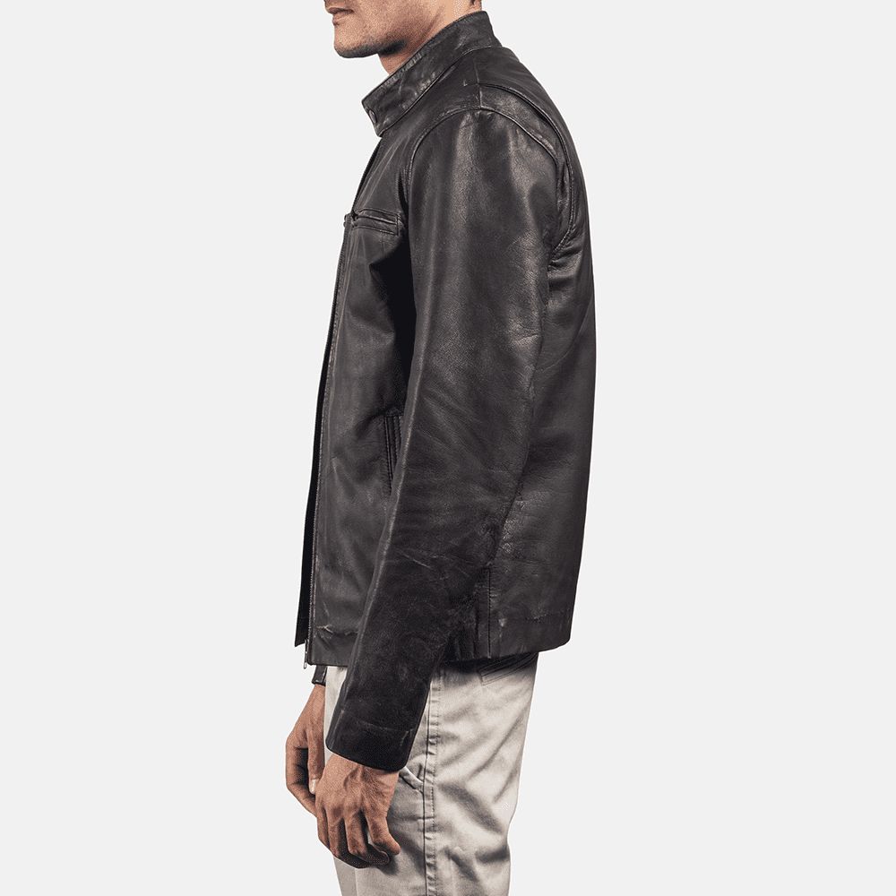 Mens Rustic Brown Leather Biker Jacket - JH0008