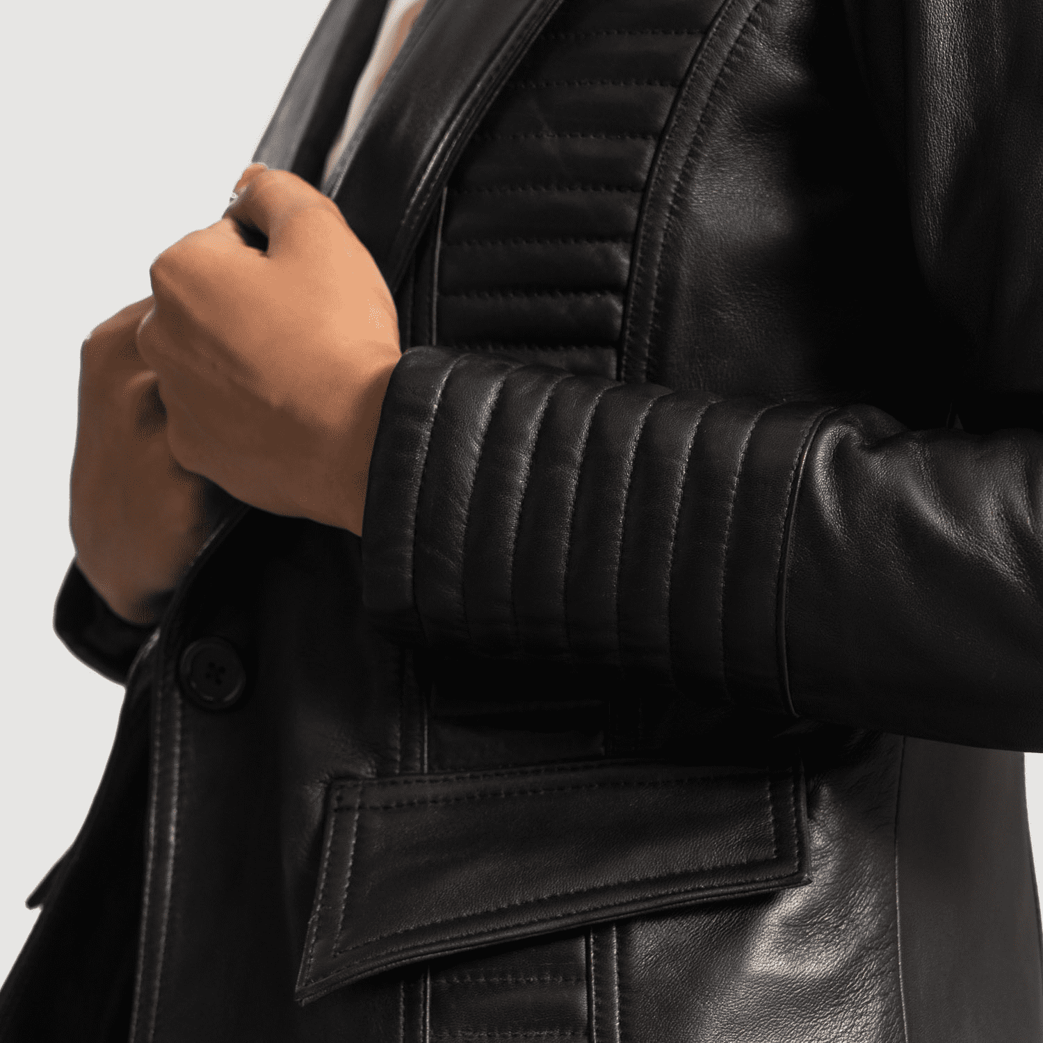 Womens Real Sheepskin Leather Selina Black Leather Blazer - JH0063