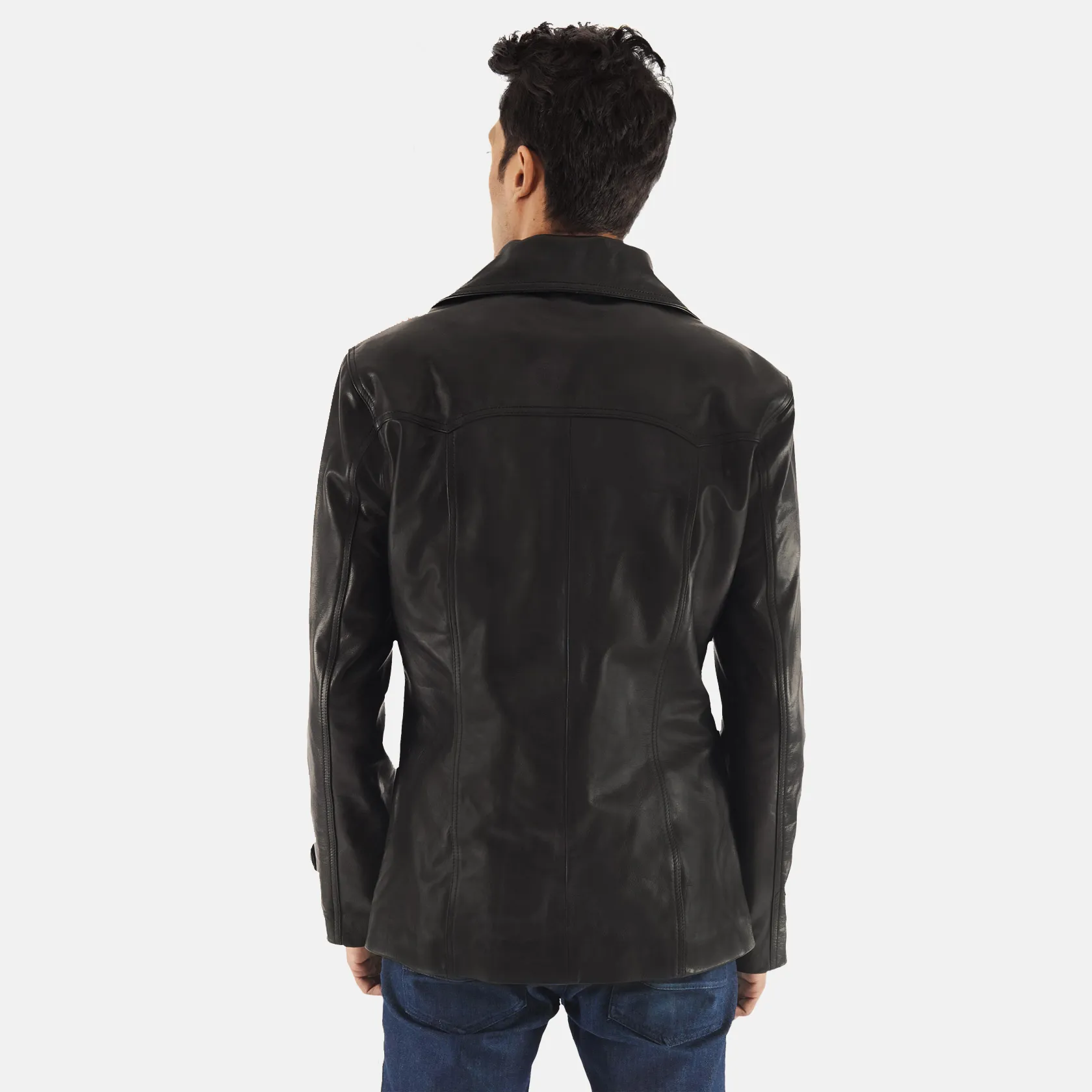 Mens Real Leather Leo Black Leather Coat - JH0133