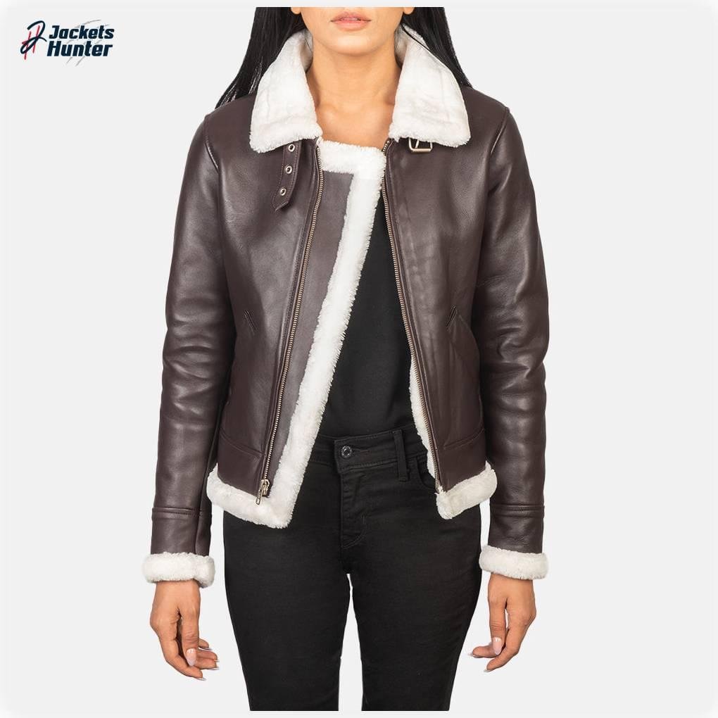 Sherilyn B-3 Maroon Leather Bomber Jacket