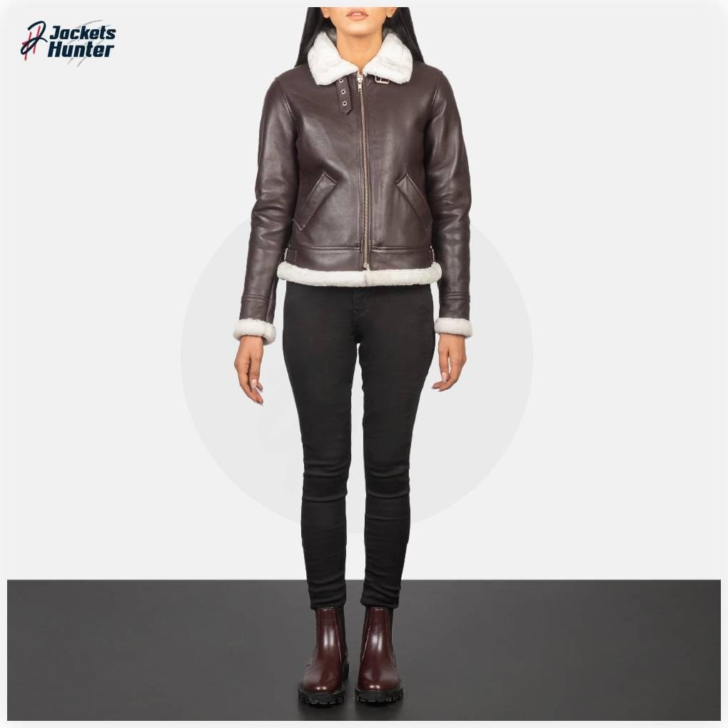 Sherilyn B-3 Maroon Leather Bomber Jacket - Image 3