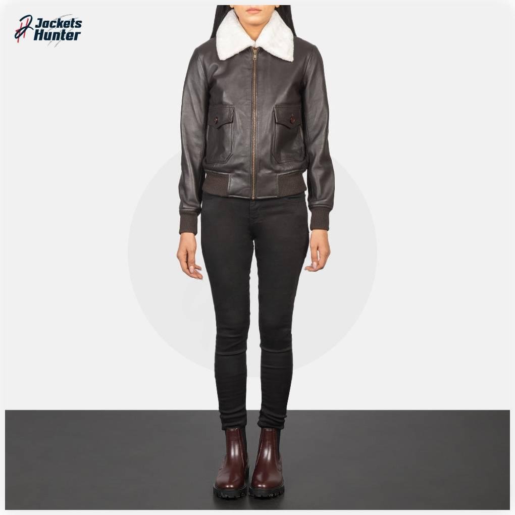 Stella G-1 Brown Leather Bomber Jacket - Image 3